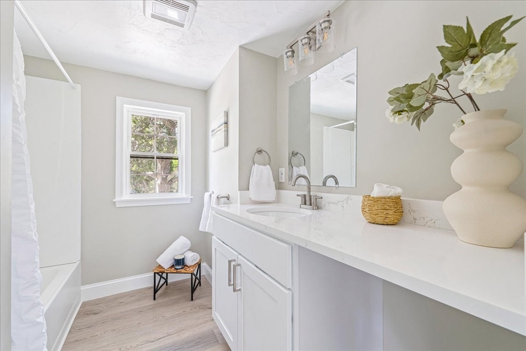 1009 Point Road Marion, MA 02738 - Photo 20 of 31 a bathroom with a sink a mirror and potted plant