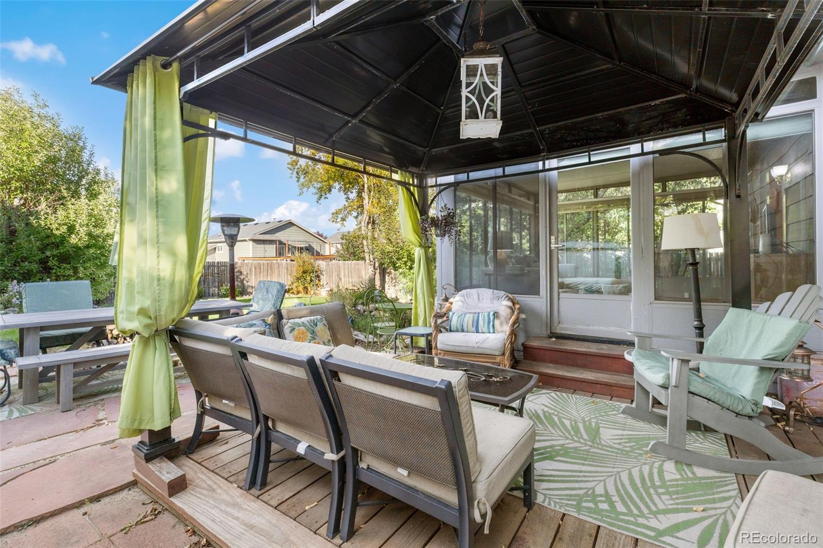5323 East Sandpiper Avenue Castle Rock, CO 80104 - Photo 33 of 46 a view of an outdoor dining space with a table and chairs