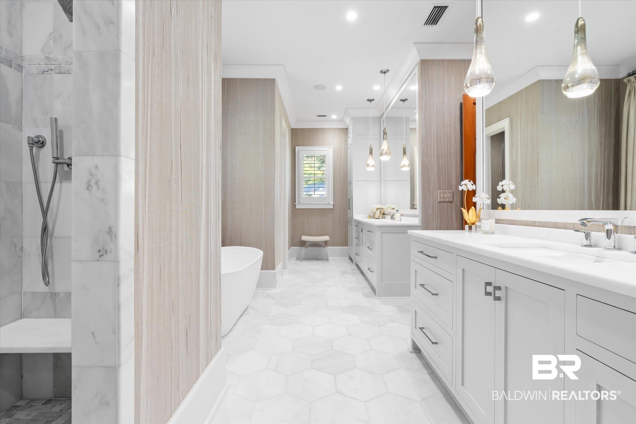 320 Long Court Mobile, AL 36608 - Photo 28 of 61 Bathroom featuring vanity, crown molding, and separate shower and tub