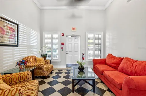 a view of a table and chairs in a room