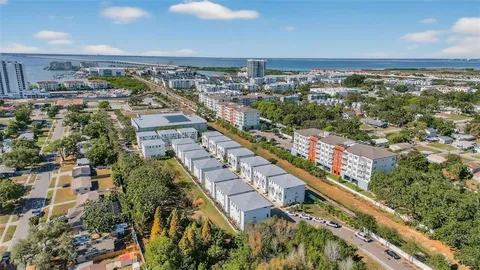 a view of a city with an ocean