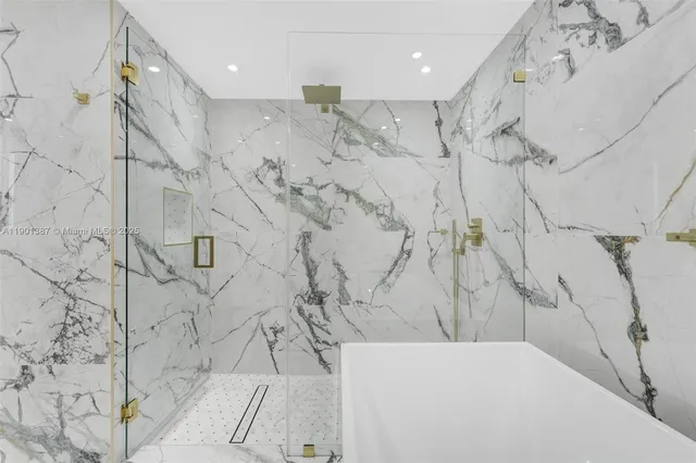 a view of bathtub in bathroom