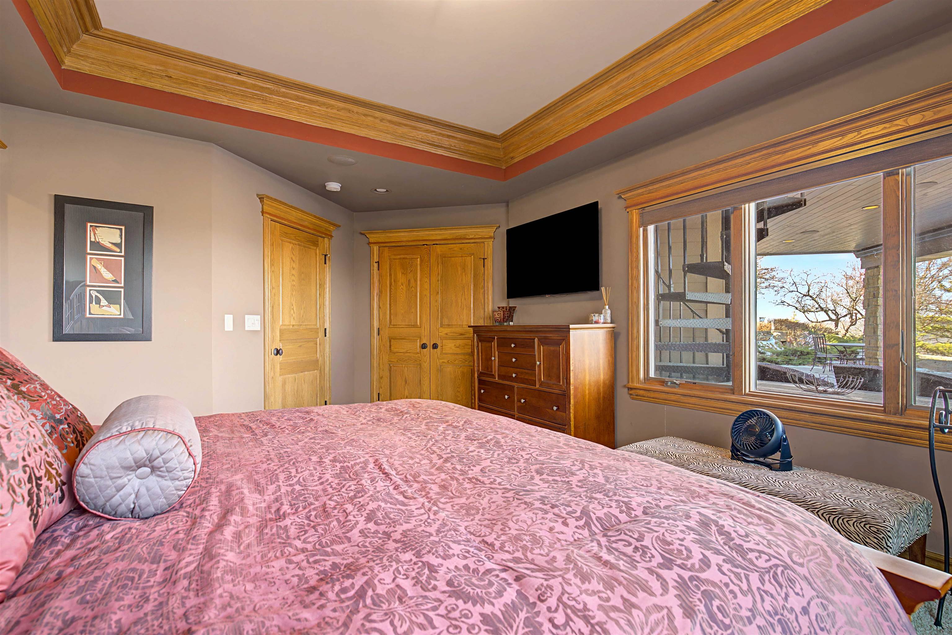 1 East Hoffman Road Elizabeth, IL 61028 - Photo 50 of 76 a bedroom with a bed dresser and flat screen tv