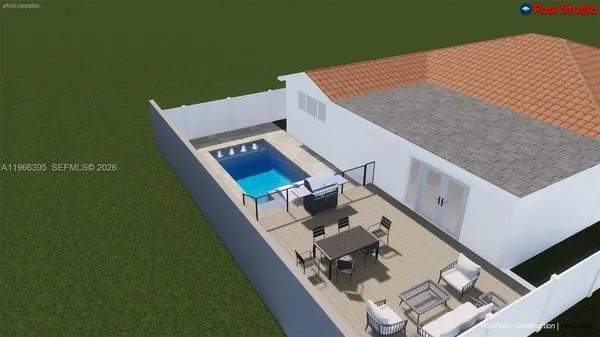 an aerial view of a house