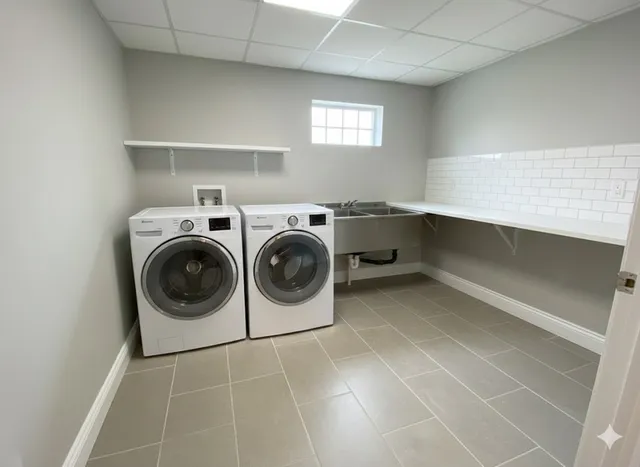 a spacious bathroom with a granite countertop sink a mirror and a bathtub