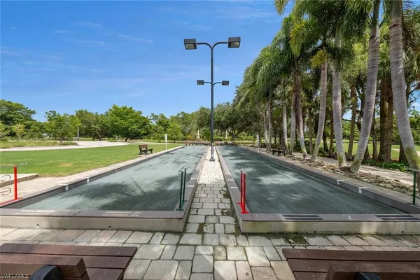 a view of a park with a bench