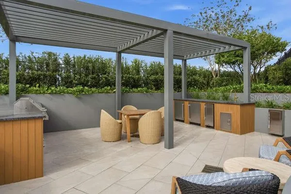 a outdoor view with a sitting space