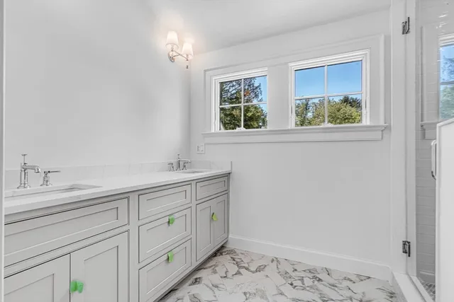 a bathroom with a bathtub