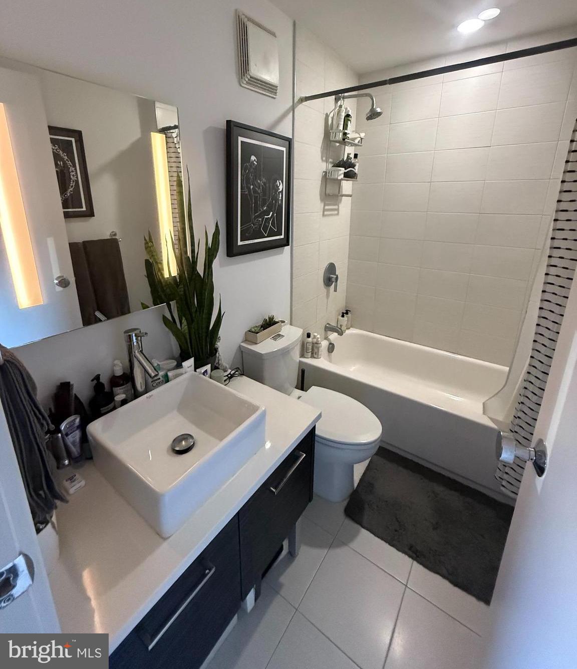 1020 Monroe Street Northwest, Unit 204 Washington, DC 20010 - Photo 12 of 29 a bathroom with a sink a toilet and a mirror