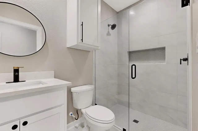 a bathroom with a toilet a sink and mirror