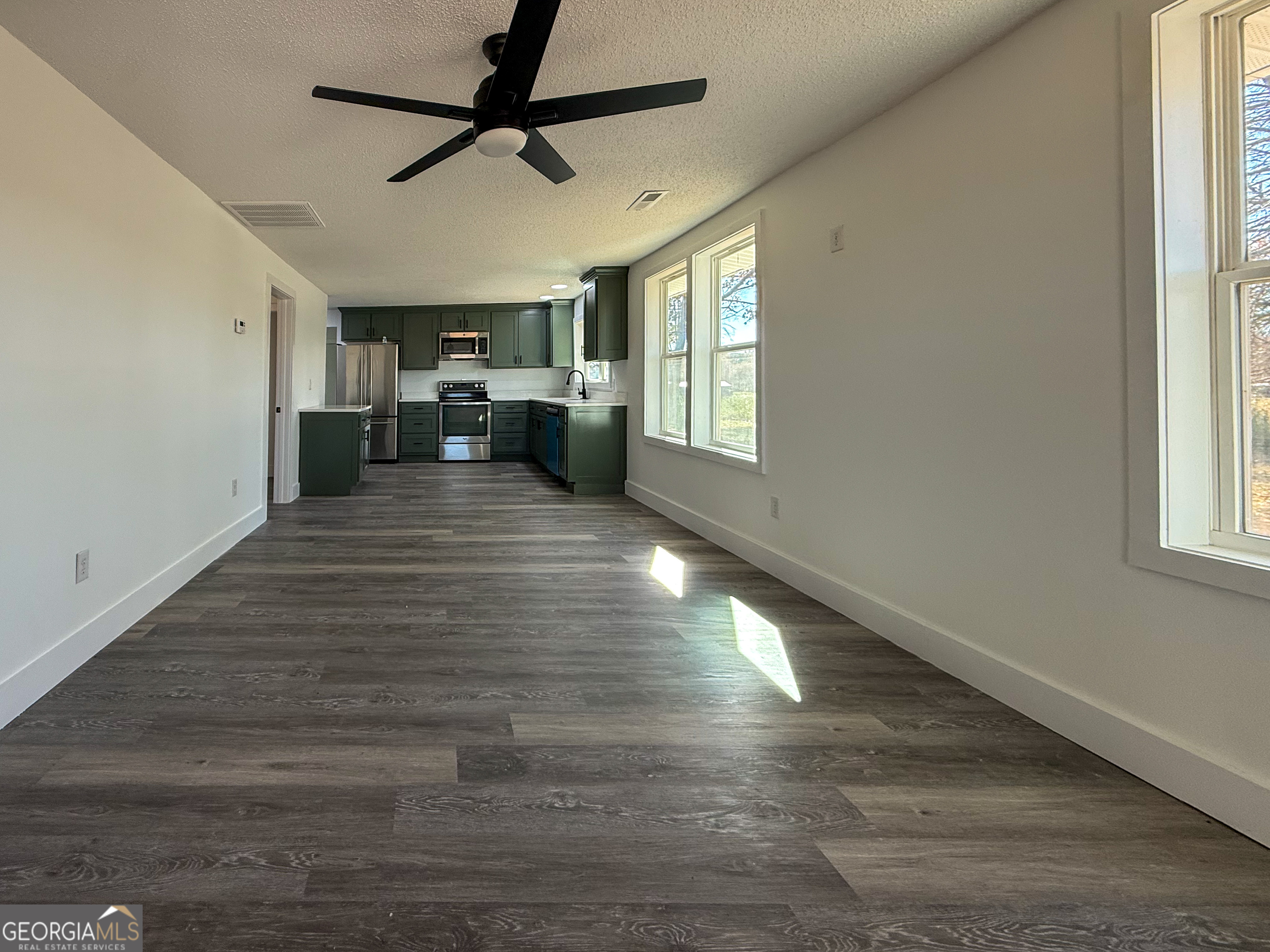 2301 Highway 254 Cleveland, GA 30528 - Photo 3 of 23 a view of a livingroom with wooden floor a ceiling fan and windows