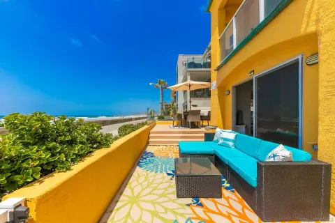 a view of swimming pool with outdoor seating