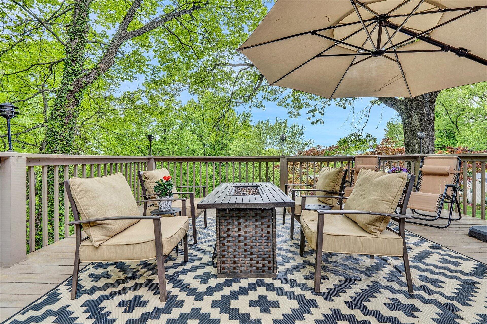 3038 Burnleigh Road Southwest Roanoke, VA 24014 - Photo 14 of 34 an outdoor sitting area with furniture and umbrella