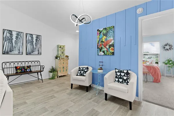 a living room with furniture