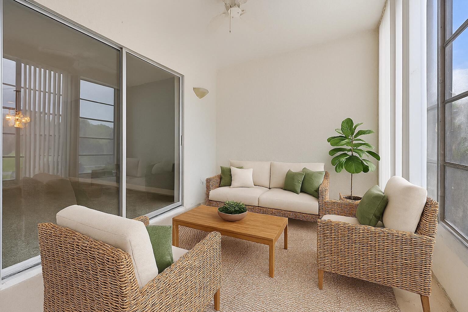 230 Northeast 26th Avenue, Unit 206 Boynton Beach, FL 33435 - Photo 6 of 25 a living room with furniture and a potted plant