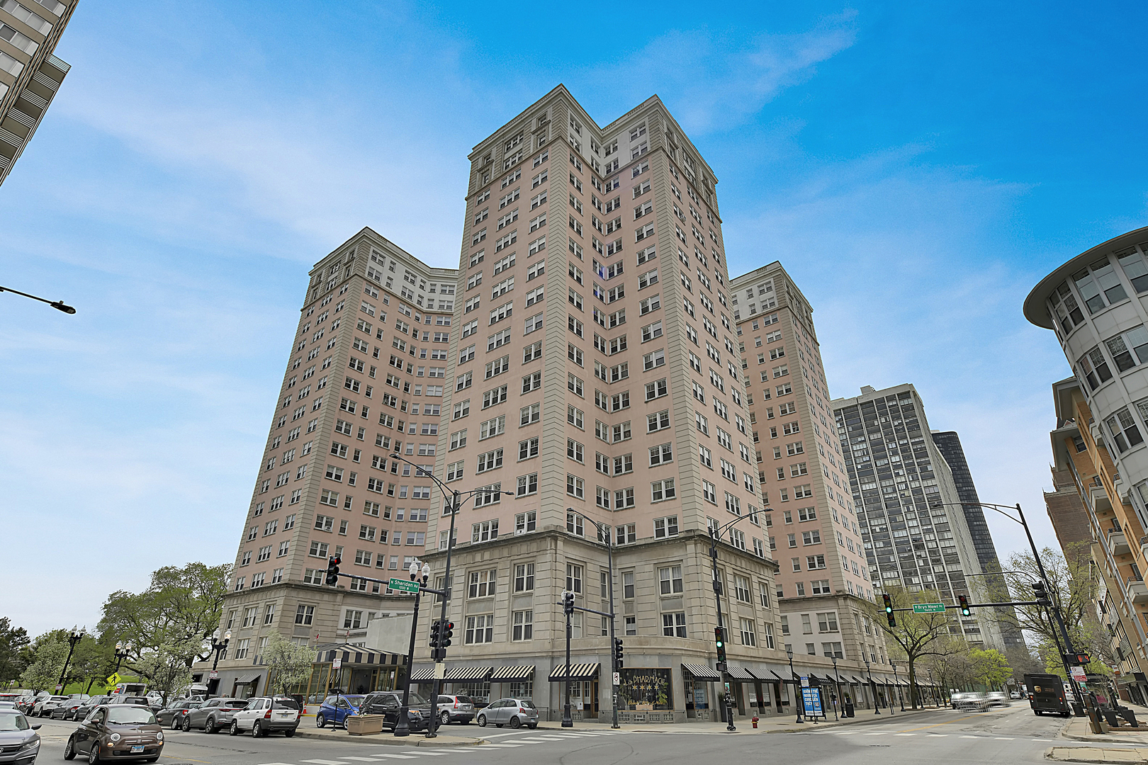 a view of a tall building