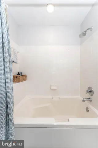 a bathroom with a bathtub