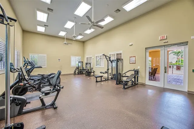 a room with gym equipment