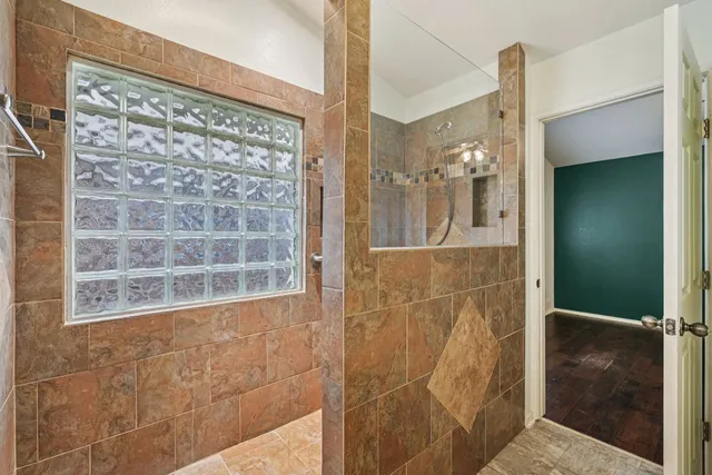 a bathroom with a shower