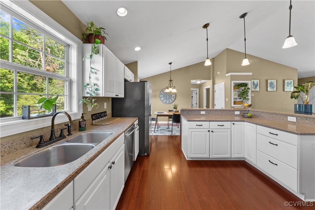 201 School Road Dillwyn, VA 23936 - Photo 13 of 48 a kitchen with sink cabinets and wooden floor