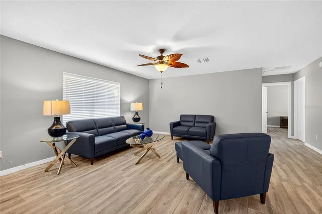 a living room with furniture