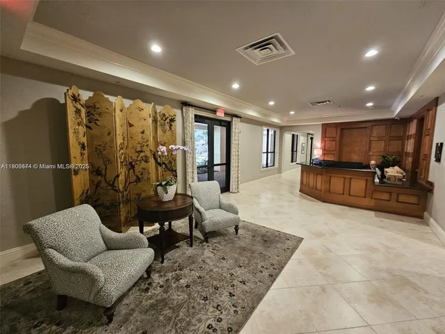 a living room with furniture