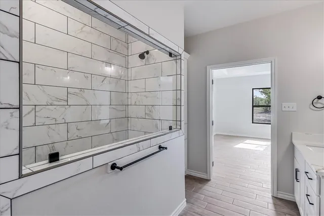 a bathroom with a shower