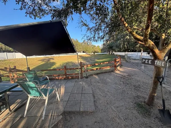 a view of a outdoor space with seating area
