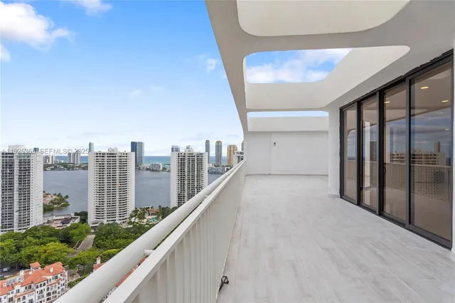 a view of balcony with city view