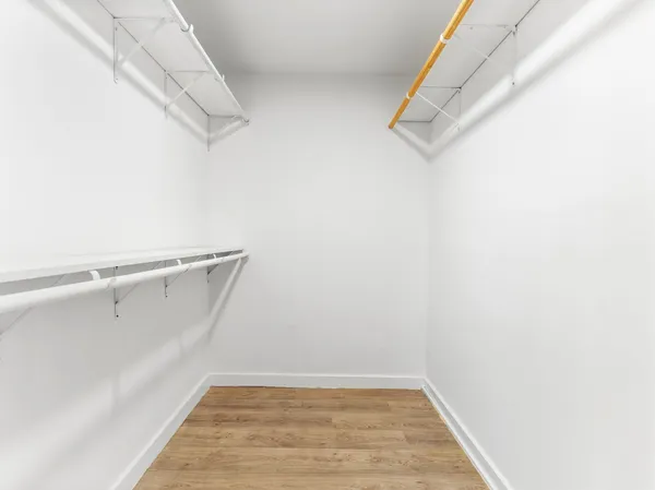 a view of small space with racks on the wall