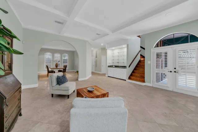 a living room with furniture