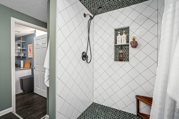 a bathroom with a shower