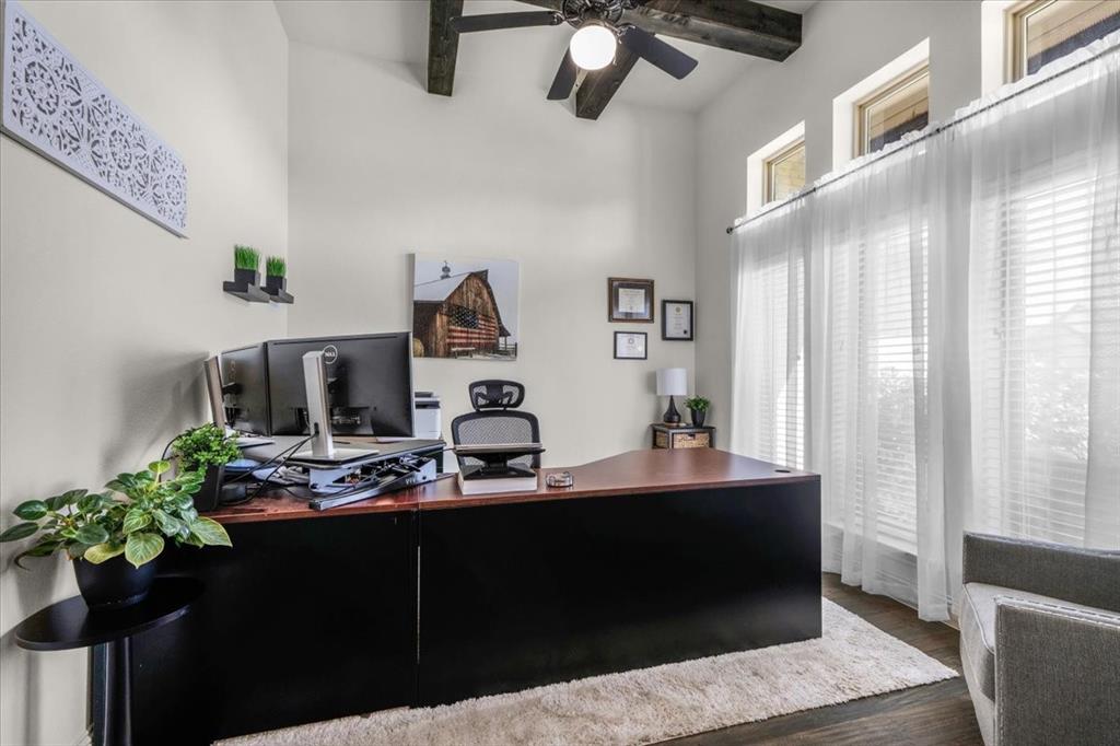 329 Palo Alto Drive Springtown, TX 76082 - Photo 20 of 34 Dedicated office with exposed wood beams and ample natural light from multiple windows