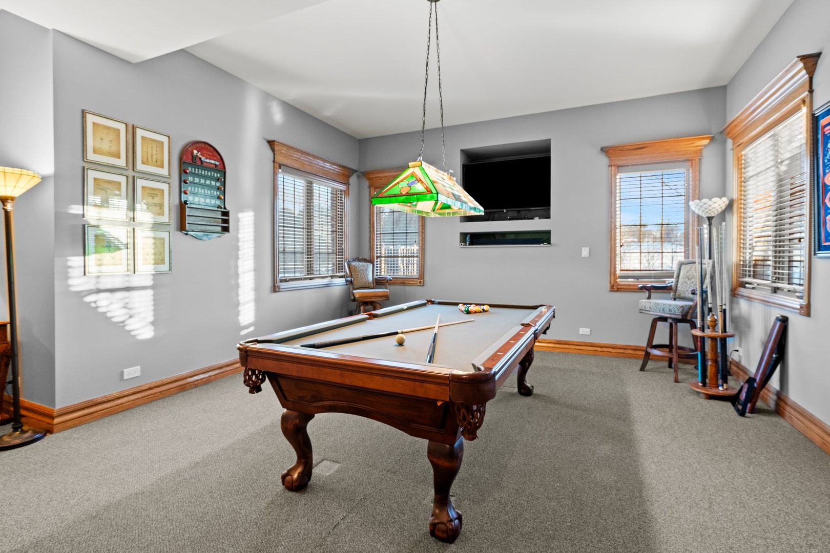 109 Singletree Road Orland Park, IL 60467 - Photo 49 of 66 a room with furniture pool table flat screen tv and windows