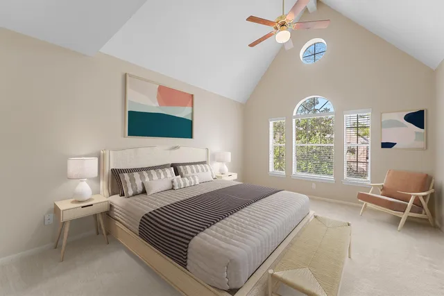 a room with furniture and windows