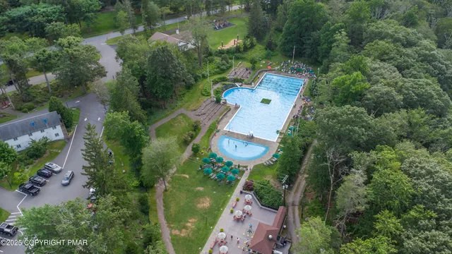 an aerial view of a house