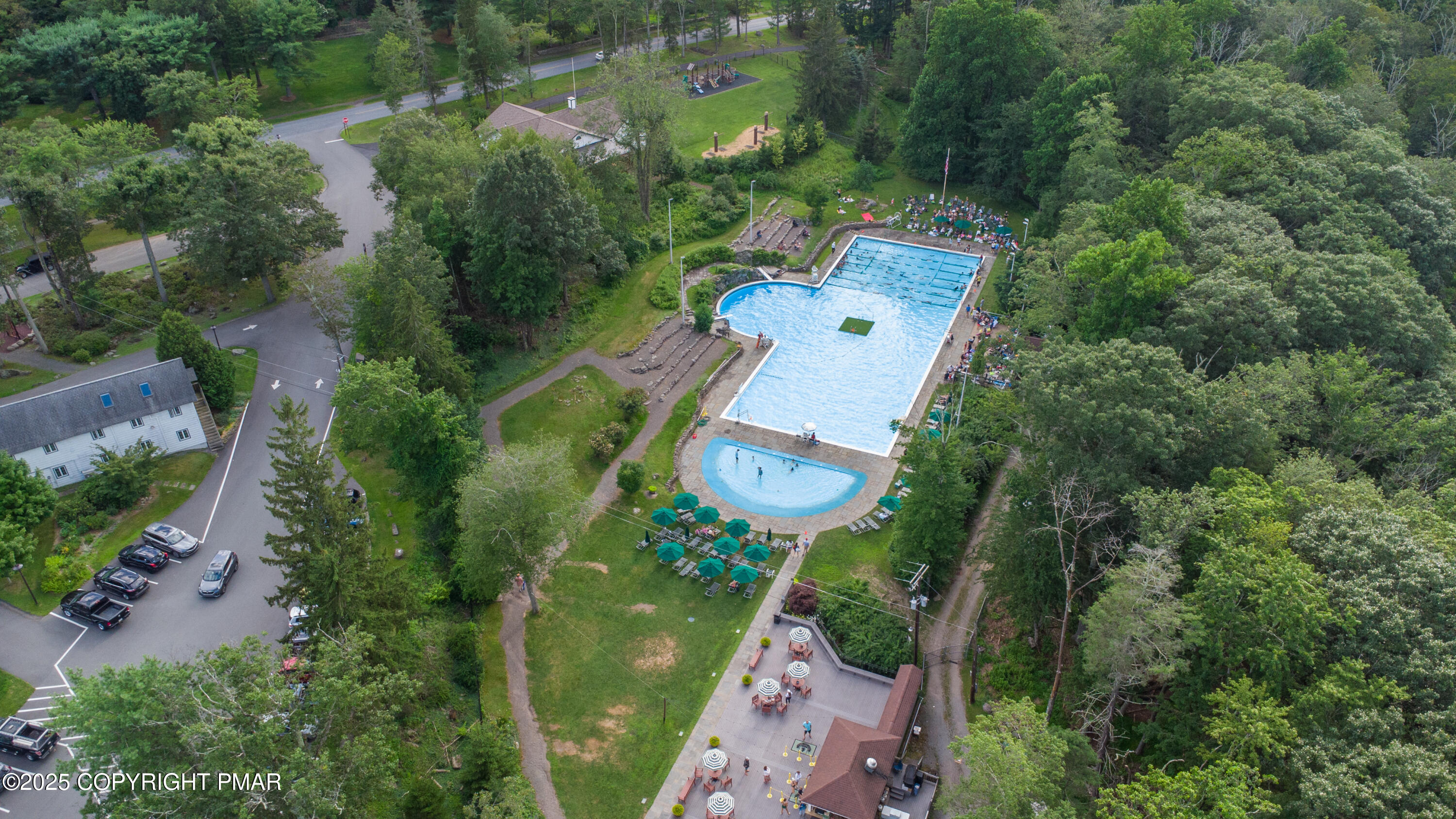 Creekside Road Canadensis, PA 18325 - Photo 19 of 23 an aerial view of a house with outdoor space pool seating area and yard