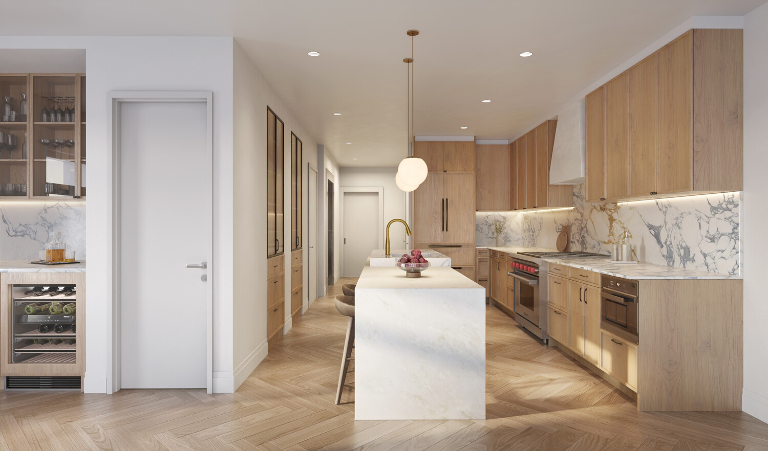 84 University Place, Unit 4 Manhattan, NY 10003 - Photo 4 of 11 a large kitchen with stainless steel appliances kitchen island granite countertop a sink and cabinets