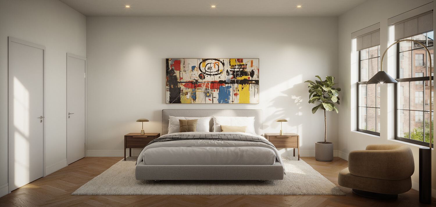 84 University Place, Unit 4 Manhattan, NY 10003 - Photo 5 of 11 a bedroom with a bed and a couch