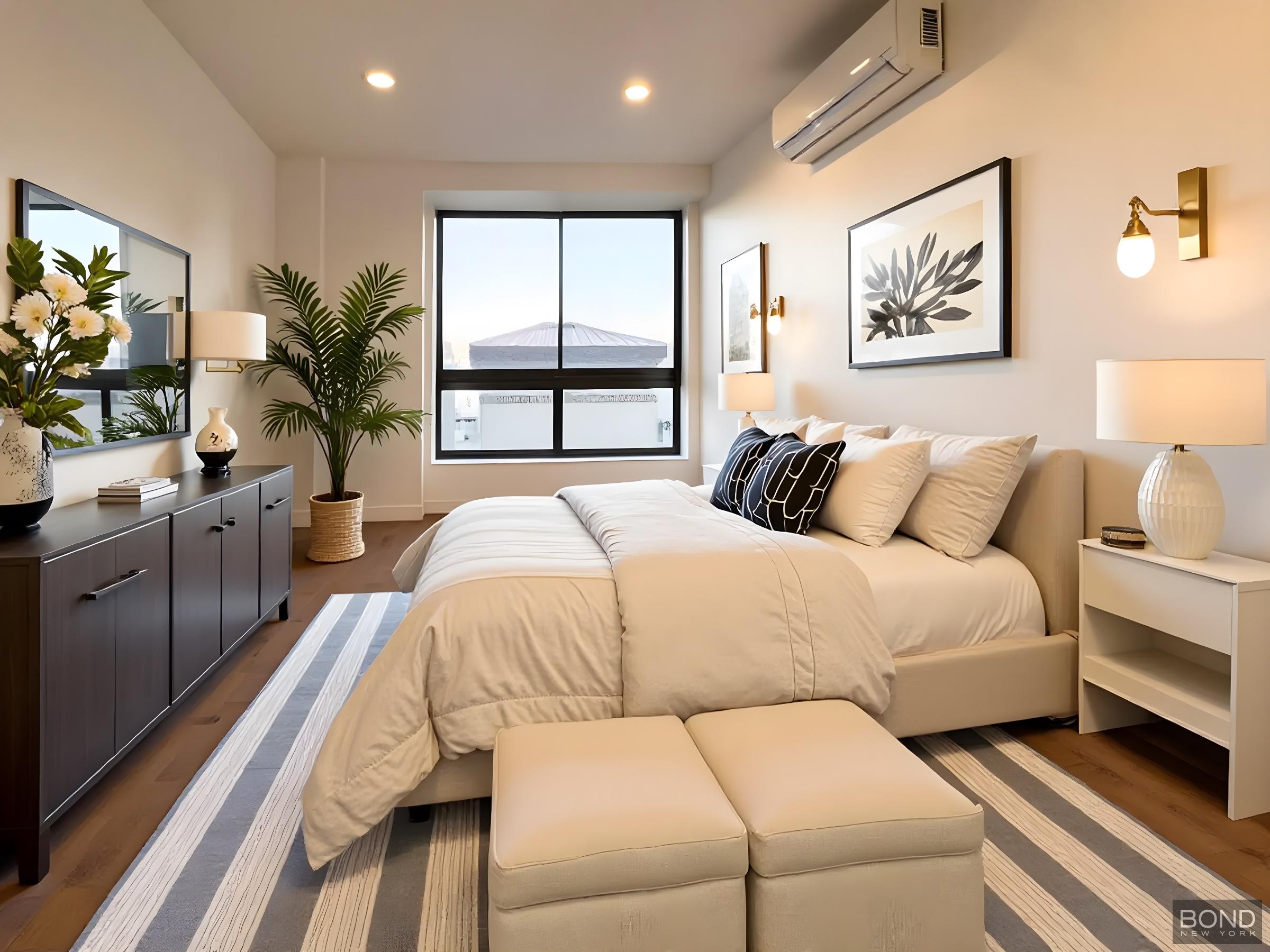 252 Broadway, Unit 4B Brooklyn, NY 11211 - Photo 8 of 9 a bedroom with a large bed and a couch