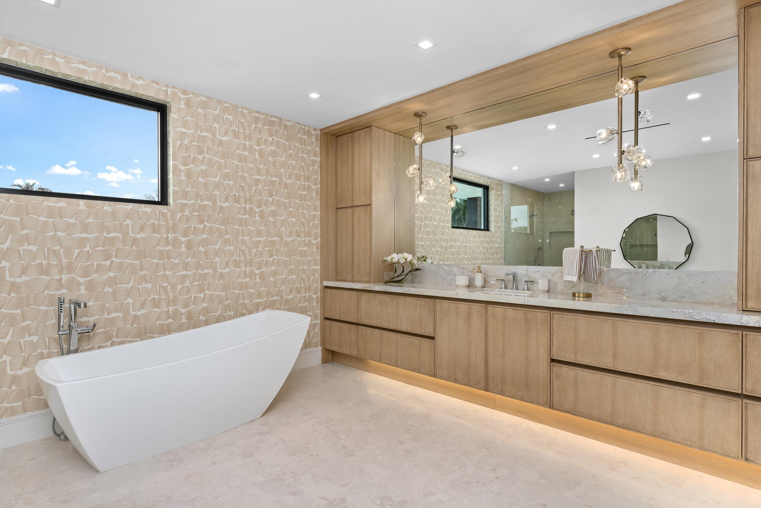2498 Queen Palm Road Boca Raton, FL 33432 - Photo 56 of 80 a bathroom with a granite countertop sink mirror and bathtub