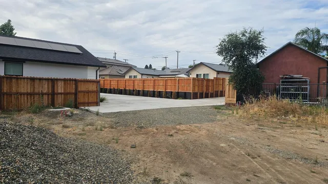 a view of backyard of house