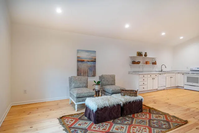 a living room with furniture