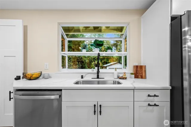 a sink with a window