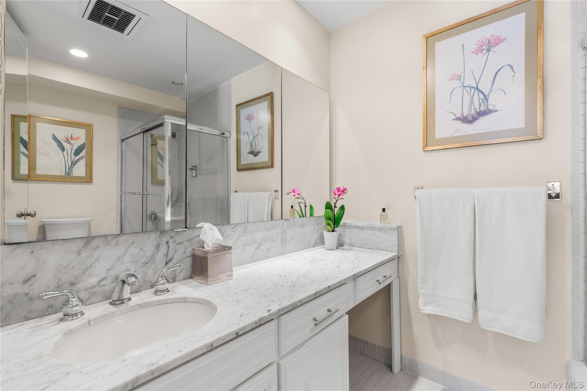 720 Milton Road, Unit SOUTH 3B Rye, NY 10580 - Photo 30 of 33 A private bath of light carrera marble and a stall shower...