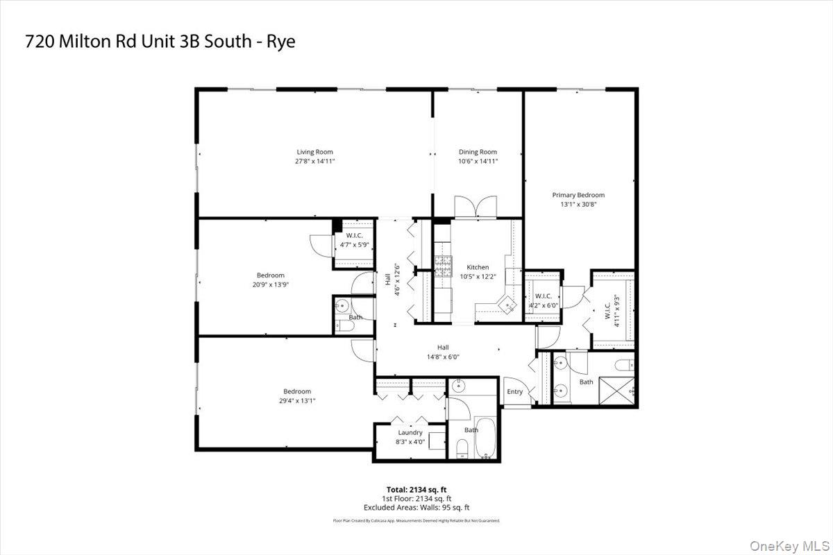 720 Milton Road, Unit SOUTH 3B Rye, NY 10580 - Photo 33 of 33 Floor Plan of 3B South - one of the largest in the complex - offering generous open rooms and exceptional closet space.