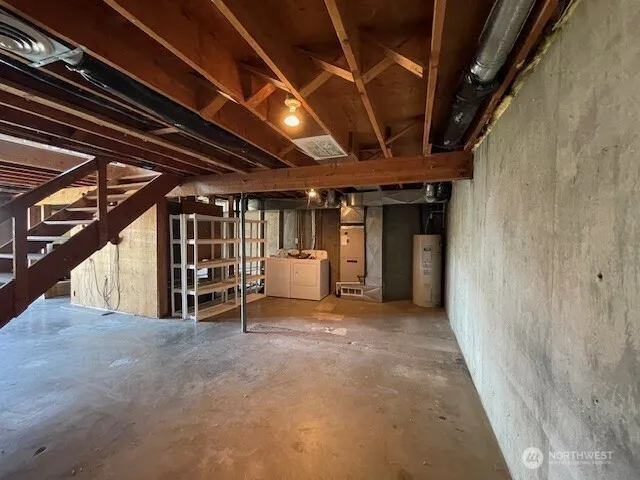 a view of a room with wooden roof
