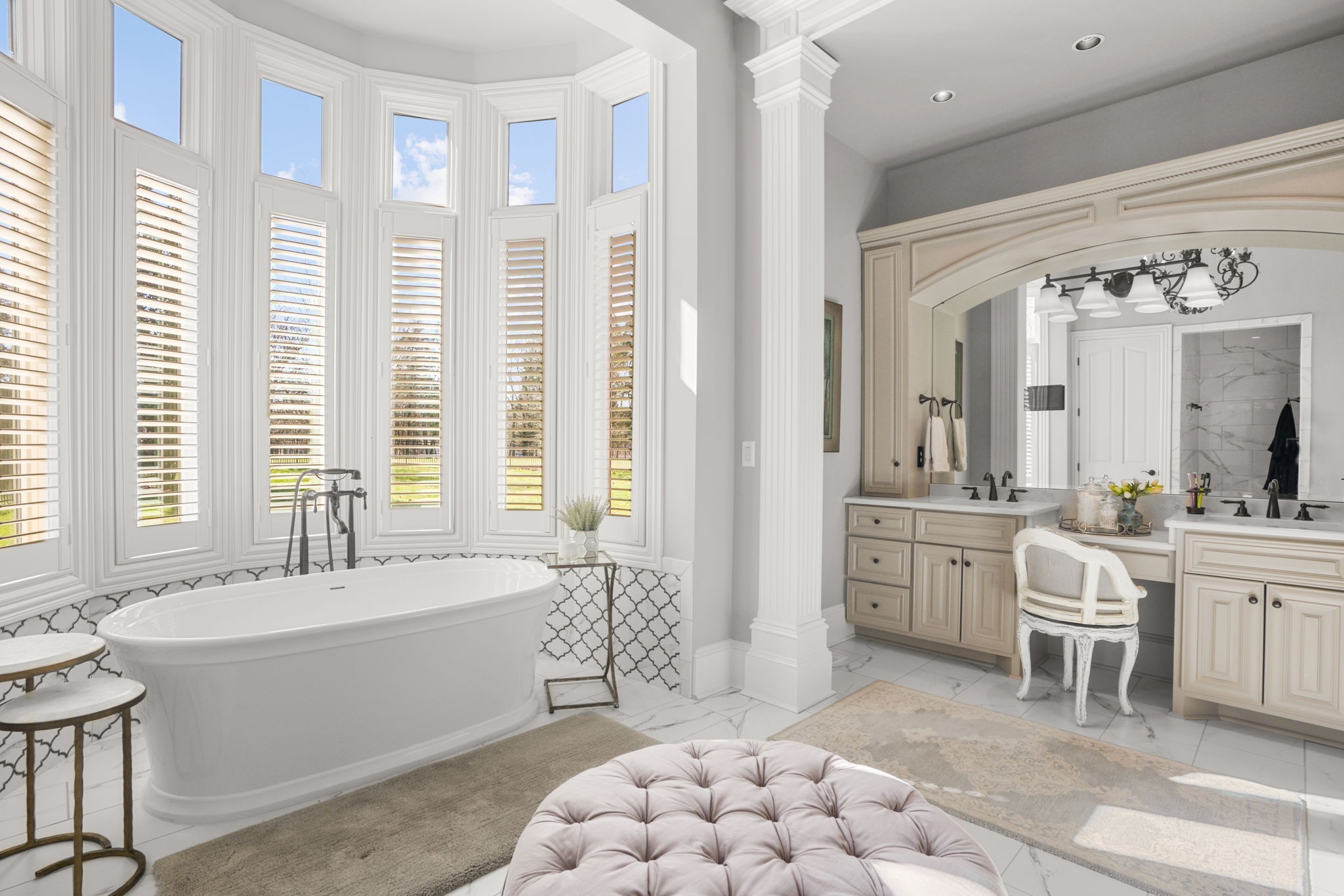 510 Davis Road Lebanon, TN 37087 - Photo 29 of 70 a spacious bathroom with a double vanity sink a mirror a bathtub and next to a window