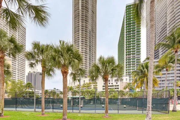 a view of a city with tall buildings