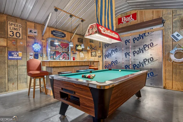 front view of a house with a patio